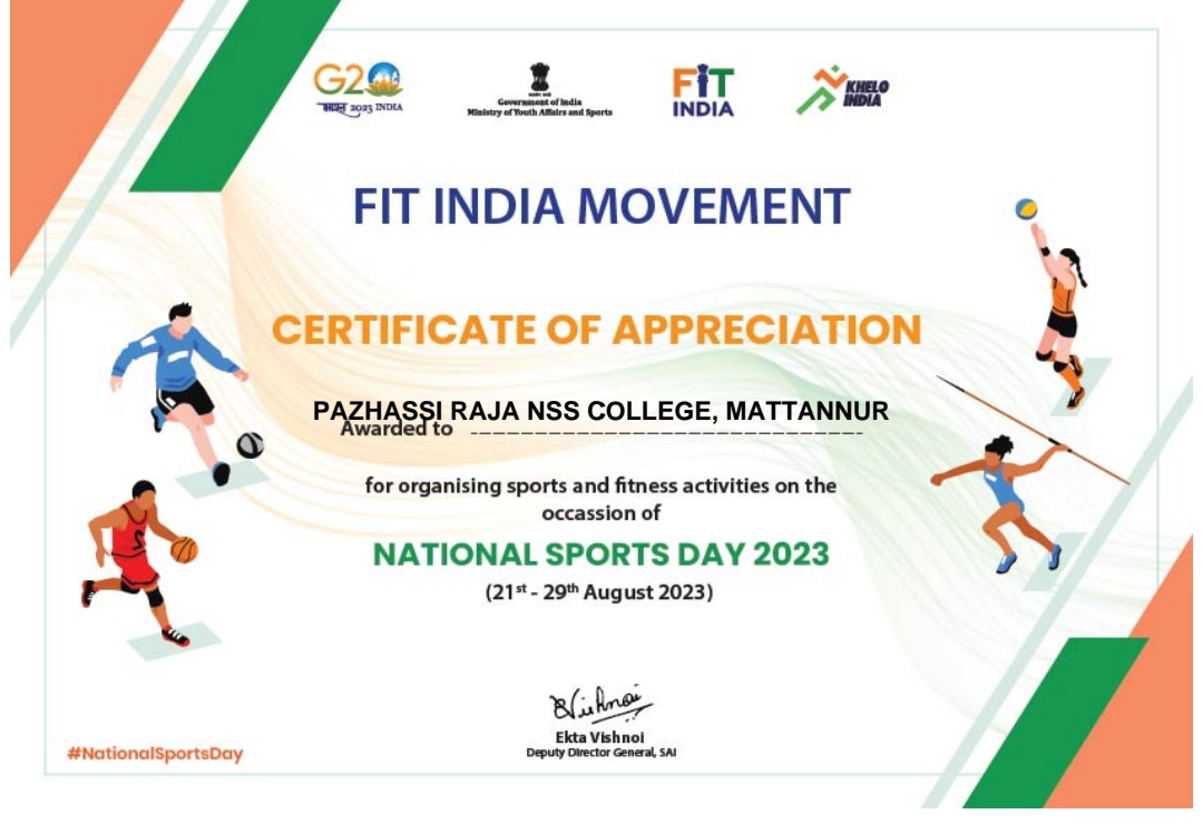 Fit India Certificate for Appreciation