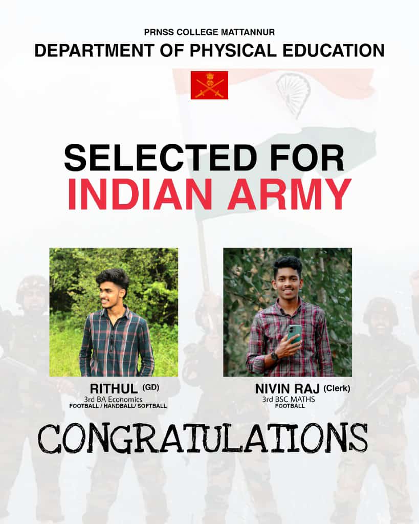 SELECTED TO INDIAN ARMY