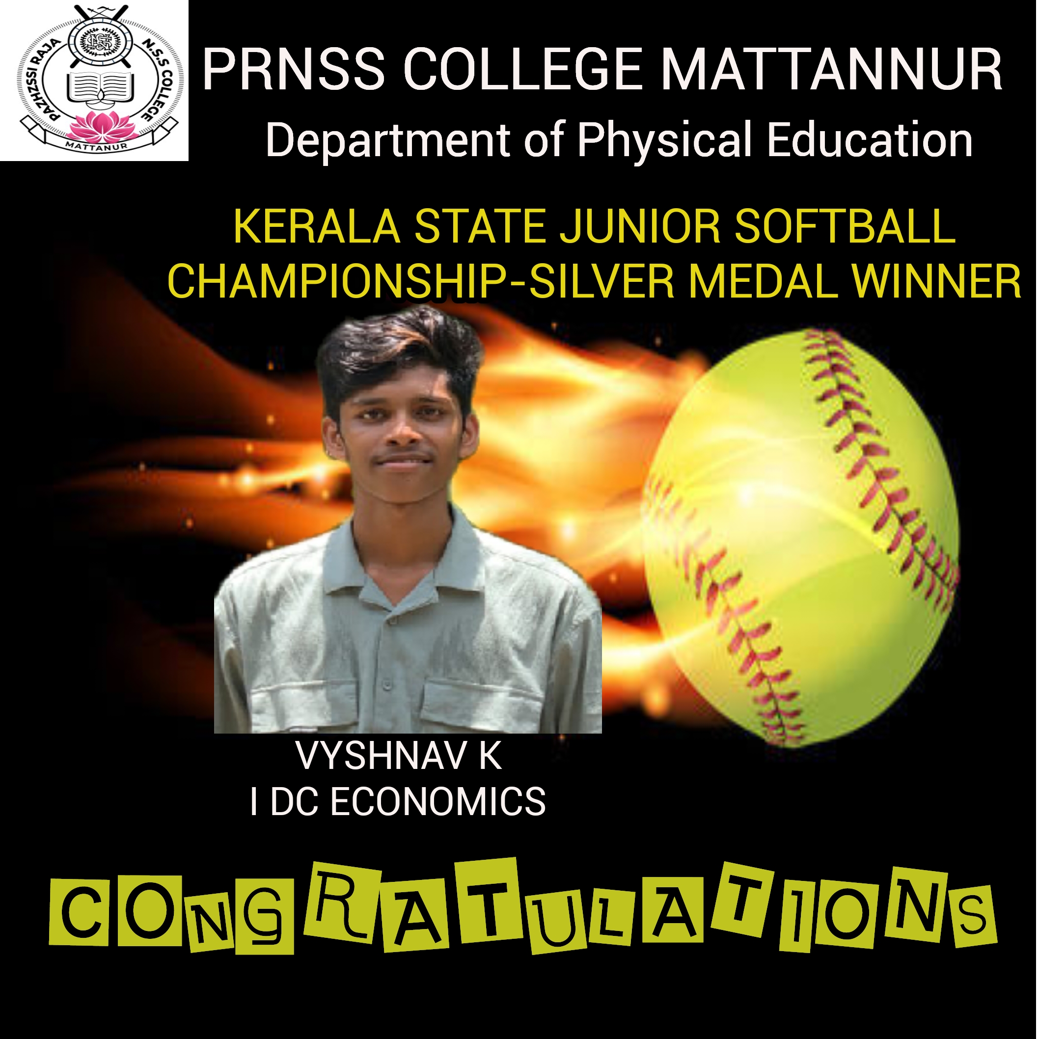 Kerala State Junior Softball Championship -  Silver Medal Winner